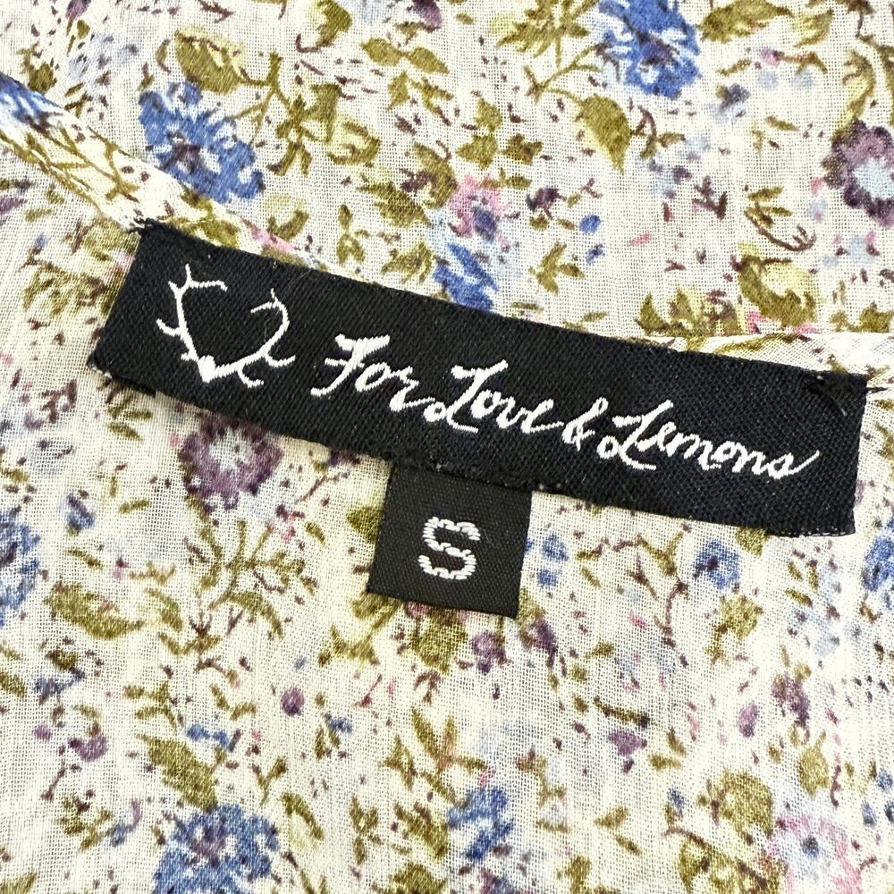 FOR LOVE & LEMONS Tour Bus Cropped Tank Size Small Cream Floral Sheer Chiffon - Picture 7 of 11